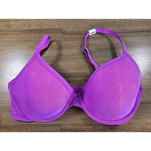 Victoria’s Secret PINK Super Push-Up Bra Logo Mesh “Berry Bliss” – 36C – NWT - Picture 2 of 6
